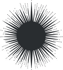 Wall Mural - black sunburst design with sharp rays and dotted accents creating abstract radiant pattern