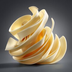 Wall Mural - elegant abstract sculpture of creamy white ribbons against a soft gray backdrop artistic composition