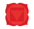 © Marta Sher - Muladhara chakra icon. First root chakra red symbol red. Sacral sign. Vector illustration on white background