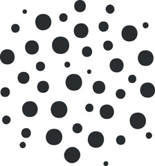 Wall Mural - black dots of varying sizes randomly scattered on a white background creating a polka dot pattern