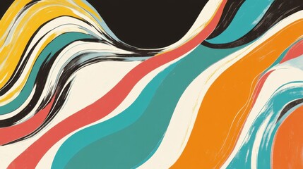 Wall Mural - vibrant abstract painting featuring flowing brushstrokes in bold hues creating a dynamic and modern 