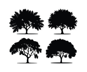 Chestnut Tree Silhouette Vector Isolated EPS Collection