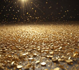 Wall Mural - Sunlight streams onto scattered gold confetti ,  indoor,  special