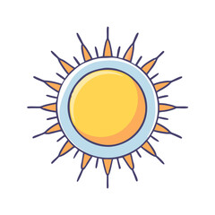 Wall Mural - illustration of bright sun with rays, summer sunshine, weather forecast icon, sunlight vector, heatw