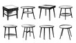 © Artem - Small Tables Ink Drawing Style Black and White for Living Room or Bedroom Furniture