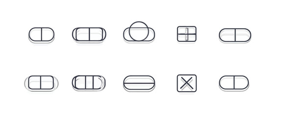 icon sheet, simple shapes, Pill icons