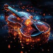 © Biancaart - Futuristic Glowing Violin with Digital Circuitry Aesthetic Composition