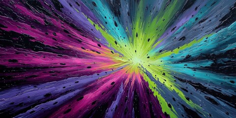 Wall Mural - dynamic explosion of vivid neon magenta, turquoise, and green colors creating a mesmerizing and ener