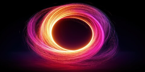 Wall Mural - radiant spiral, neon colors, pink, yellow, orange, purple, dynamic light trails, colorful glow