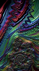 Fototapete - Intricate and vibrant swirls blend colors harmoniously, showcasing creativity in digital artistry and design, vertical video