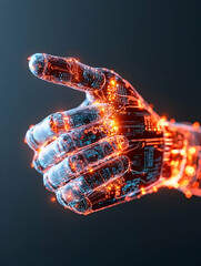 Wall Mural - a futuristic robotic hand showcasing intricate circuit board designs and glowing energy lines repres