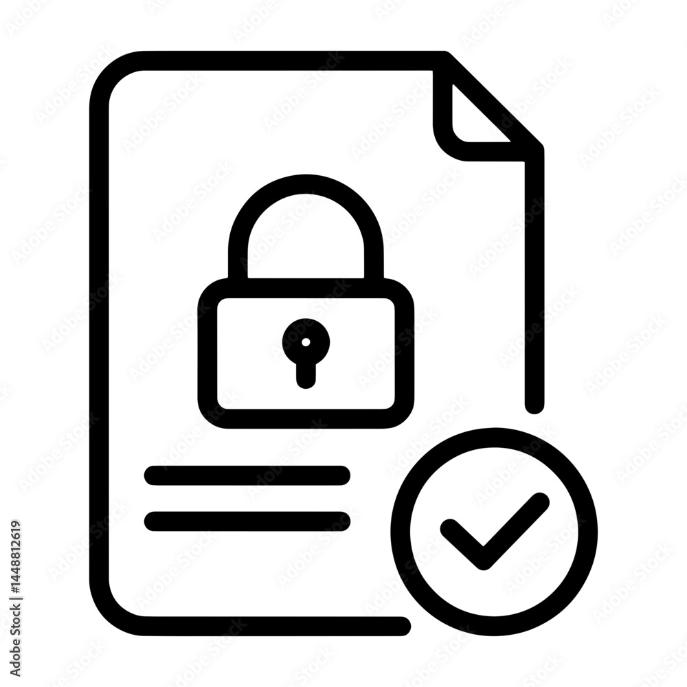 Secure Document Sign Secure document with lock and check mark icon Stock Vector | Adobe Stock