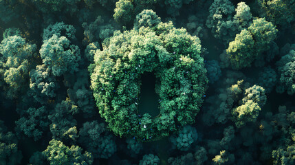 Wall Mural - Green padlock formed from trees, aerial view. [Dream Architectures] | Sonic Columns | harmonic structures. Illustration