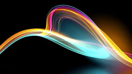 Wall Mural - flowing lights: an abstract display of dynamic light trails in vibrant hues dances across a dark bac