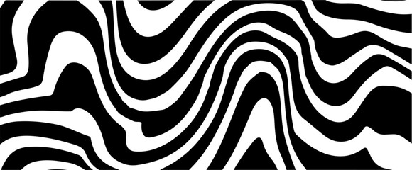 Fototapete - Monochrome wavy stripes twist and turn across the composition, creating an optical illusion effect. This abstract vector art is captivating, contemporary, and perfect for stylish decorative use.