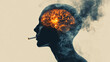 © Dusit - A silhouette of human head with burning cigarette replacing brain, symbolizing harmful effects of smoking on mental health and cognition