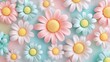 © Photo - Fun and quirky 3D squishy rubber daisy flowers in soft pastel hues generative ai