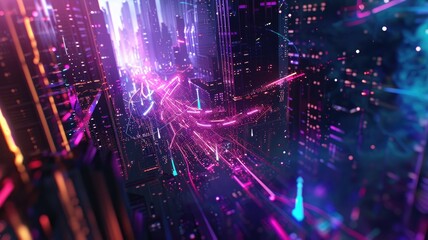 Abstract of digital shape or line and technological cyber style particle design connect in surreal electronic shape designing. High tech scenery express seamless pattern perfect for wallpaper. AIG53.