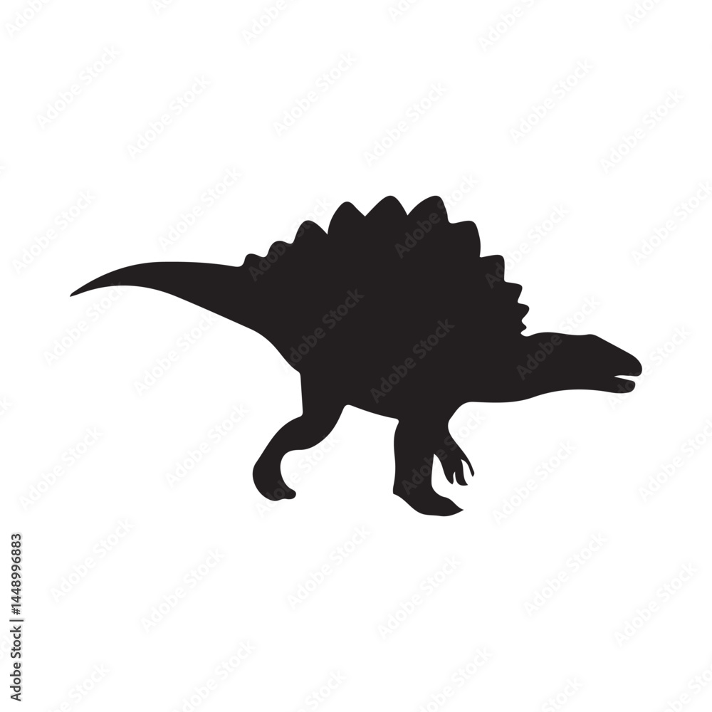Spinosaurus dinosaur silhouette vector illustration prehistoric animal ...