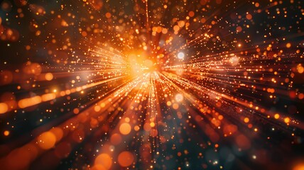 Abstract picture colorful light particle with digital technology style design connecting become dynamic of electric wave movement represent about flowing of data or structure of network system. AIG53.