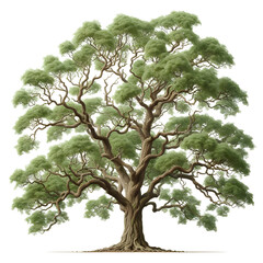 find majestic oak tree art print nature illustration botanical drawing design on transparent backgro