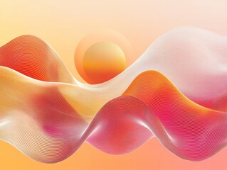 Wall Mural - abstract sunset landscape waves