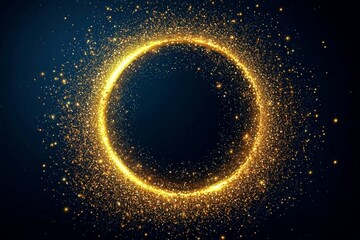 Wall Mural - Sparkling particles create a mesmerizing golden ring effect. 