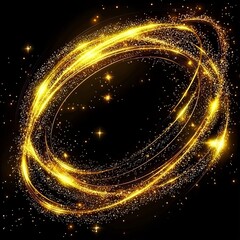 Wall Mural - Sparkling particles create a mesmerizing golden ring effect. 