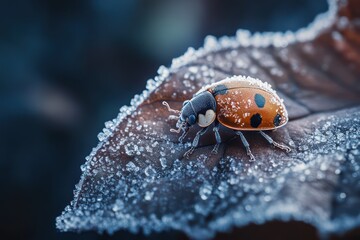 insect on frosted leaf