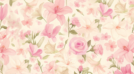  seamless pattern with pink flowers