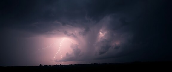 lightning bolt is seen in the sky above a field