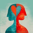 © Marusya Wrobel/Stocksy - Two faces united by a heart symbol representing love and connection