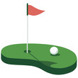 © azzedine - Golf hole with flagstick on green isolated vector illustration on white background