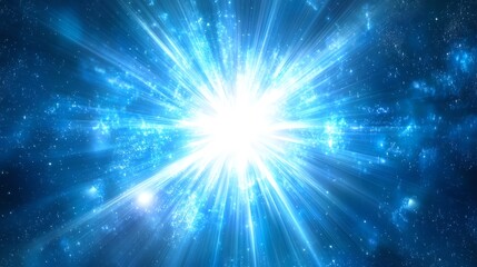 Wall Mural - Bright blue cosmic explosion space background