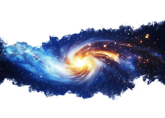 milky way galaxy, showcasing its spiral arms and vast expanse of stars against a clean white on isla