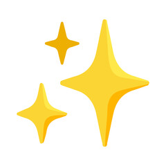Sparkles emoji icon, shiny flashes of three cluster star yellow vector