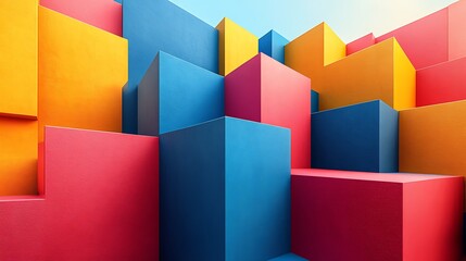 Abstract colorful geometric cubes arrangement