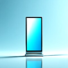 Poster - Clean and Modern Digital Signage Mockup on a Minimalist Blue Background for Advertising.