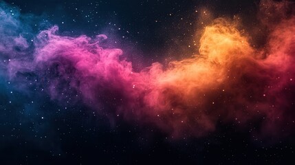 Wall Mural - abstract nebulae of vibrant colors against a dark starry background