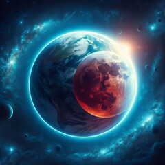 Wall Mural - Lunar lunar eclipse is visible
