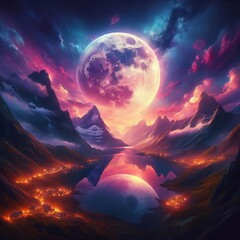 Wall Mural - Resplendent Supermoon  and magnificent