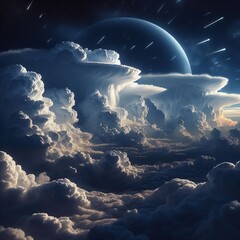 Wall Mural - A detailed view of thunderstorm clouds