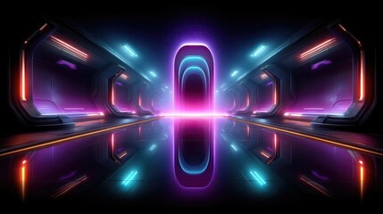 Wall Mural - Futuristic neon tunnel