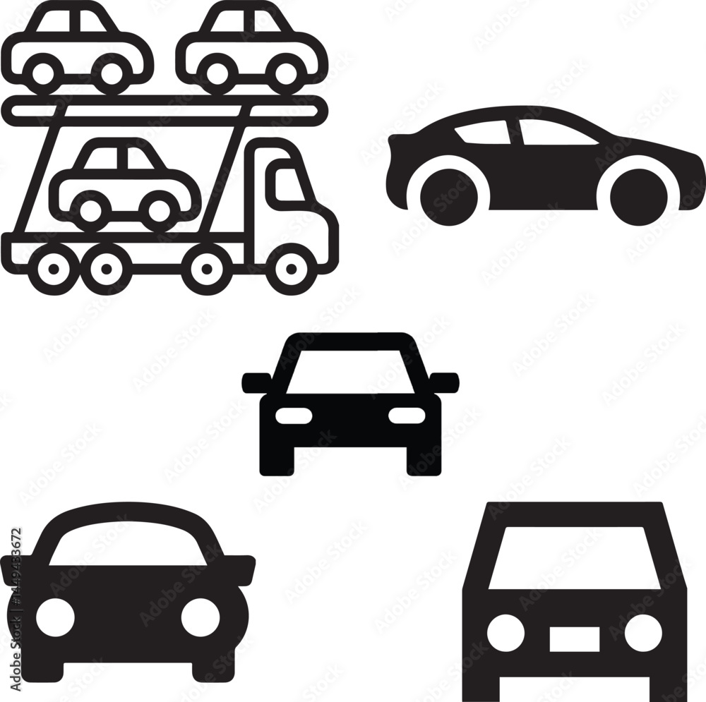 Car Icon Set – Vehicle, Transport, and Automotive Symbols Collection ...