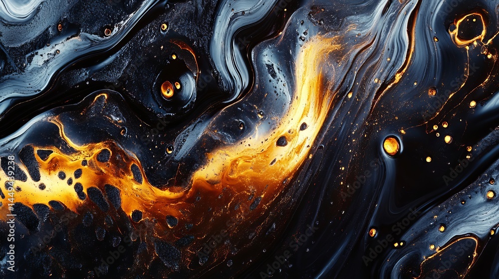Abstract gold and black liquid swirl texture background design image ...