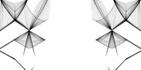 Wall Mural - modern abstract seamless pattern of thin black lines forming geometric shapes on white background, a
