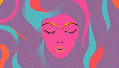 Wall Mural - abstract face line art seamless pattern, minimalist design, design, seamless