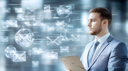 businessman email communication digital network concept
