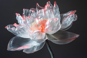 Wall Mural - delicate, translucent lotus flower against a dark backdrop.