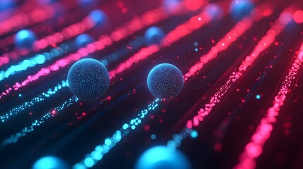 Wall Mural - neon glowing spheres abstract background - abstract backgrounds